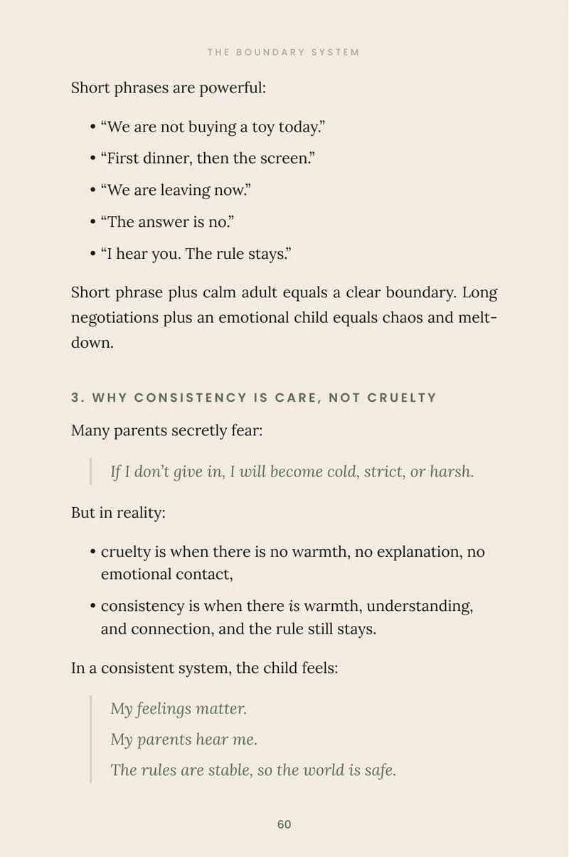 A page from Chapter 6 with short phrases to use in the moment, such as I hear you. The rule stays.